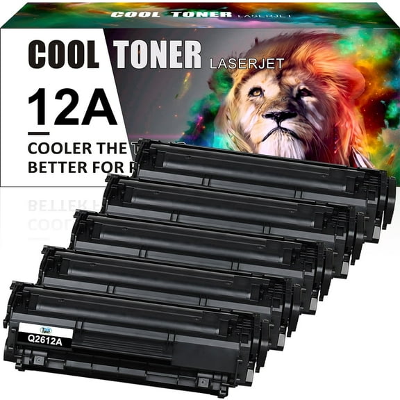 Ink realm Compatible for HP 12A Toner Cartridges 12A Q2612A HP Laserjet 1020 1012 1022 1010 1018 1022n 3050 3015 3055 3030 3052 M1005MFP M1319F Printer Ink Black, 5-Pack