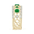thumbnail image 4 of ANGARA Natural Art Deco Inspired Graduated Emerald and Diamond Ring in 14K Yellow Gold for Women (Size-3.8mm) | May Birthstone, Birthday, Anniversary, Jewelry Gift for Women | Natural Emerald Ring, 4 of 9