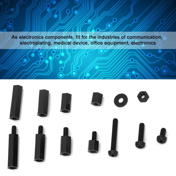 320Pcs M3 Nylon Negro Separador Hexagonal Macho-Hembra Espaciador Tornillo Tuerca Juego Surtido Juego Para Pcb Quadcopter Drone Equipo de Surtido de Placa de Circuito de Computadora Khall GS16300