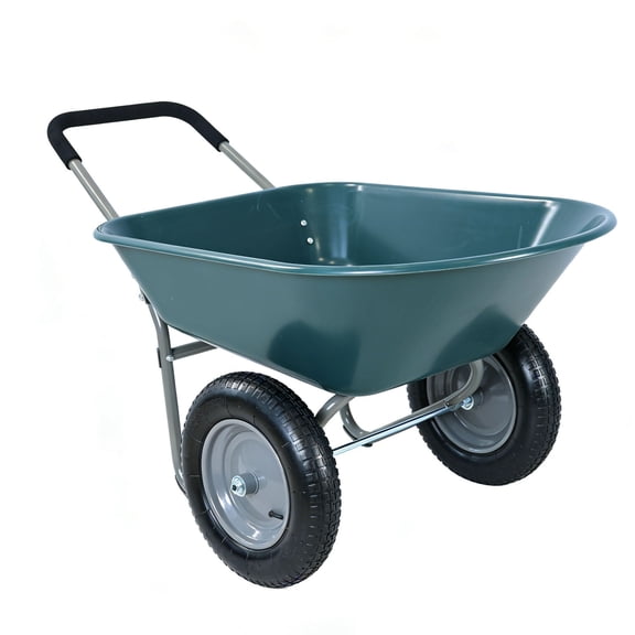 CQSXDA Versatile Two Wheeled Wheel Barrow Featuring 15 Inch Pneumatic Wheels For Gardening And Yard Work, Green