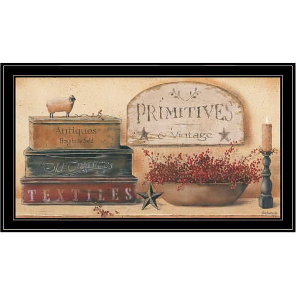 Trendy Decor 4U Primitives & Vintage Framed Wall Art for Living Room, Home Wall Decor Framed Print for Bedroom by Pam Britton, Black Frame