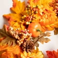 thumbnail image 3 of Fall Wreath for Front Door, 19inch Maple Leaf Pumpkin Wreath, Autumn Front Door Wreath with Cluster of Berries, Pine Cones Plaid Bow for Outside Indoor Wall Window Festival Thanksgiving, 3 of 3