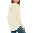 thumbnail image 4 of TARAINYA Women's Long Sleeve V Neck Waffle Weave Drawstring Hoodie Pullover, 4 of 8