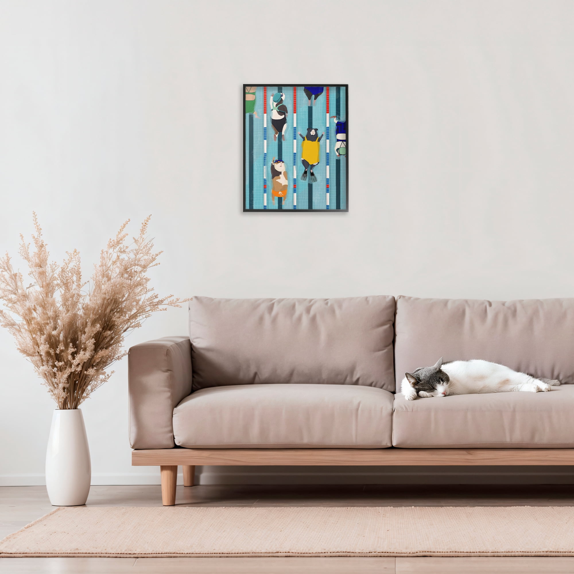 Stupell Industries Guinea Pigs at Lido Black Framed Giclee Art, design by Hanna Melin
