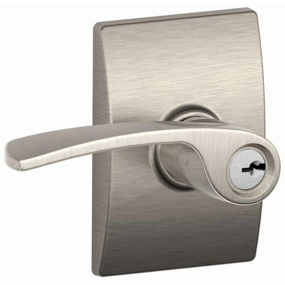 Schlage F51-Mer-Cen Merano Single Cylinder Keyed Entry Door Lever Set - Nickel