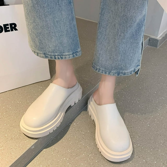 Trifle suela gruesa Baotou moda medias pantuflas mujer punta redonda Casual Shose Wmkox8yii hj789