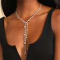thumbnail image 1 of Statement Rhinestone Y Shape Necklace Choker Jewelry Crystal Drop pendant, 1 of 4