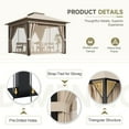 thumbnail image 4 of Vineego 10×10 ft Outdoor Pop Up Gazebo with Mosquito Netting，Double Roof Gazebo with Double Curtains for Backyard, Garden and Patio,Khaki, 4 of 7