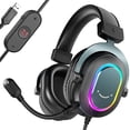 thumbnail image 1 of Audífonos para juegos FIFINE con micrófono- Sonido envolvente 7.1- USB- PS4/PS5- EQ Mode- RGB- Suaves- AmpliGame H6, 1 of 3