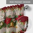 thumbnail image 6 of Christmas Poinsettia Farmhouse Short Window Curtain Valances, Red Flowers Green Leaves Xmas Bells Vintage Rod Pocket Kitchen Valances for Living Room Bedroom Bathroom Cafe 42" x 12", 6 of 8