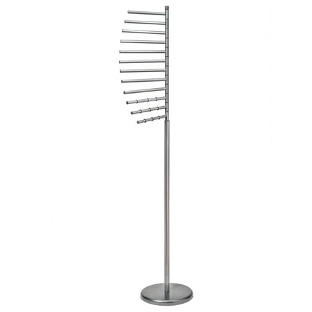 Lynk Floor Standing Pivoting Scarf, Belt, Jewelry Holder - Accessory Organizer Rack, Platinum