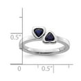 thumbnail image 2 of 925 Sterling Silver Bezel Polished Stackable Created Sapphire Double Love Heart Ring Size 5 Stackable Ring for Women, 2 of 2