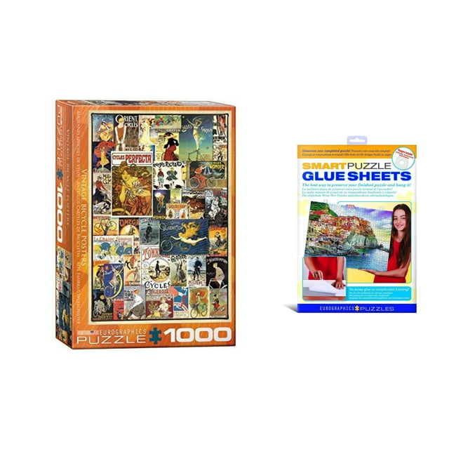 Bundle of 2 EuroGraphics Bicycles Vintage Ads Jigsaw Puzzle (1000