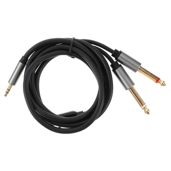 OUNONA  Audio Line Double Aux Speaker Cable Laptops Computers Black