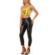 thumbnail image 2 of Top corto metálico para mujer de un solo hombro, ropa de fiesta de Halloween, club, camisetas brillantes holográficas XL doradas, 2 of 6