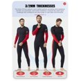 thumbnail image 4 of Traje de neopreno Hevto para hombre 3/2mm manga larga completo rojo, 4 of 6