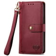 thumbnail image 2 of For iPhone 16 Pro Leather Phone Case Wallet Zipper Pocket Pouch Folio Flip Cover Kickstand, Multi Anti-theft Card Holder Cash Slot, Double Magnetic Buckle, Wrist Lanyard,Red,For iPhone 16 Pro, 2 of 12