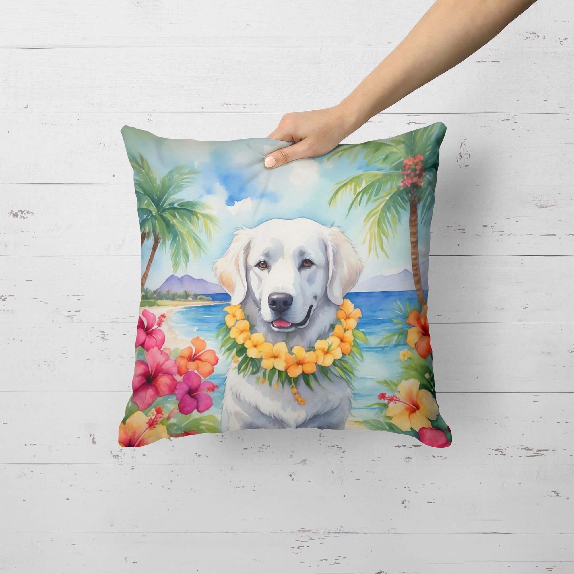Kuvasz Luau Throw Pillow 18 in x 18 in