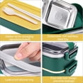 thumbnail image 4 of Zootealy Stainless Steel Bento Box for Adults&Kids,Japanese Leakproof Lunch Box Divided Food Meal Storage Containers Set Stackable 2 Layer for Children School Picnic Green, 4 of 6