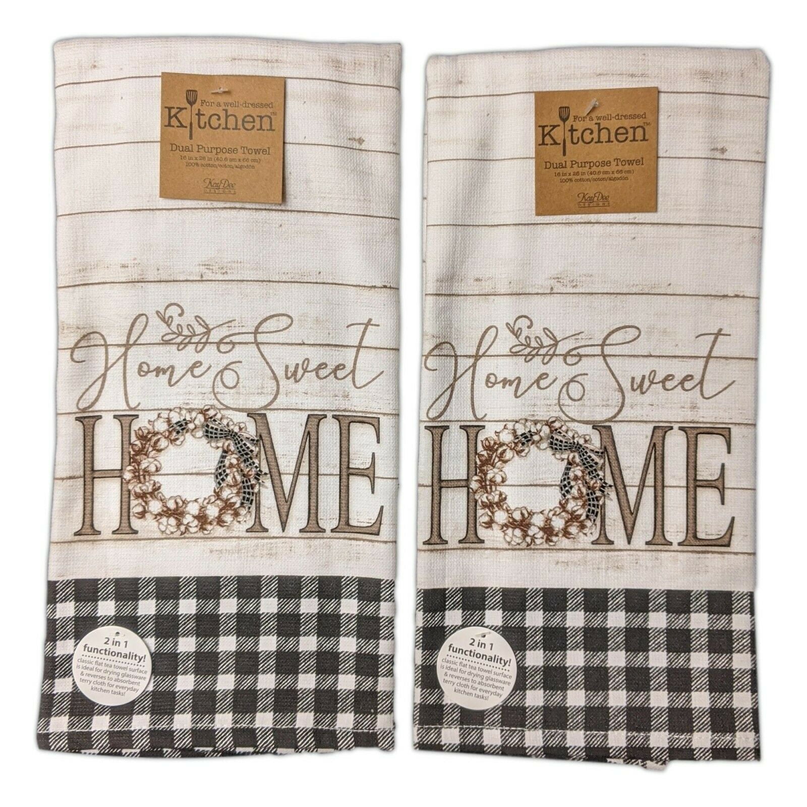 set of 2 NWT New The Pioneer Woman Home Sweet Home Kitchen Towels Bar Towels 