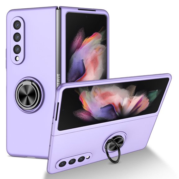 For Samsung Galaxy Z Fold3 5G Cover with Ring Shockproof Luxury Magnetic Ring Stand Shockproof Hard PC Case