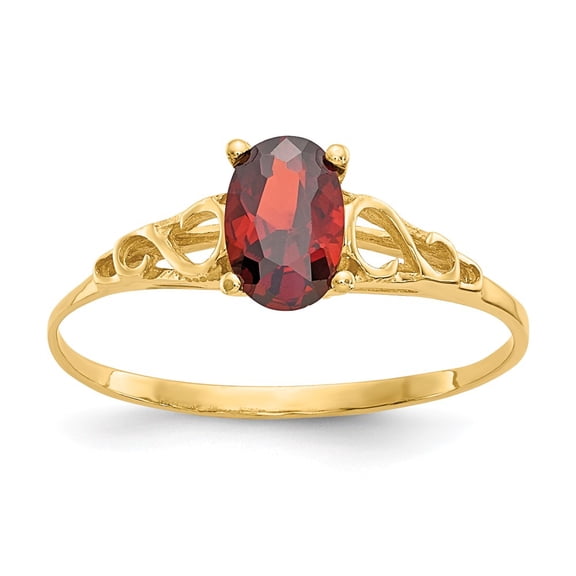 Real 14kt Yellow Gold Madi K Synthetic Garnet Ring Size: 5; for Adults and Teens; for Women and Men