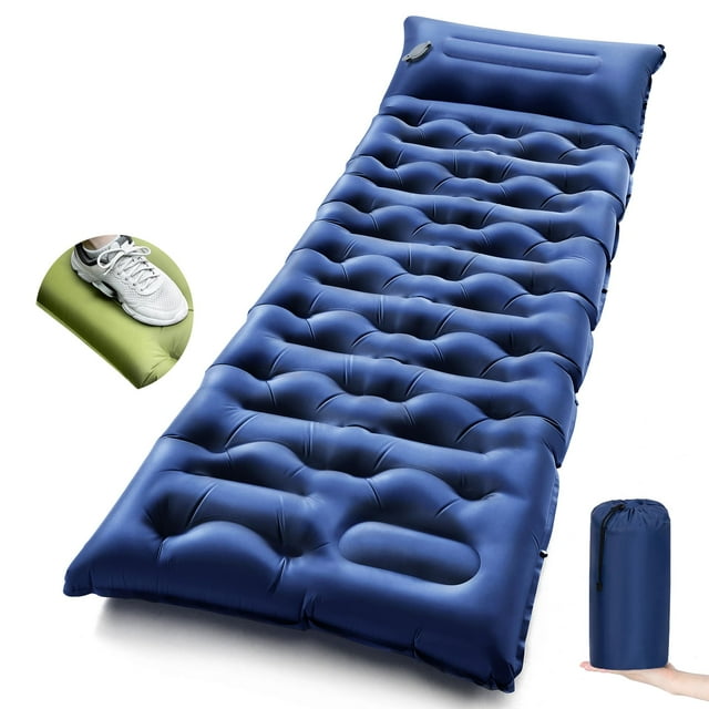 Colchón de Camping LLUAII con Almohada Integrada y Bomba de Pie