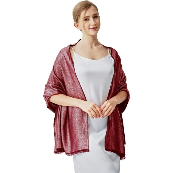 CAILDANL Sparkling Metallic Pashmina Shawl Wraps Scarf for Evening Party Bridal Wedding Formal Dresses