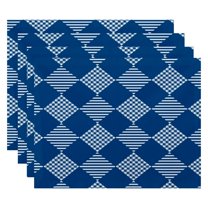 Simply Daisy 18" x 14" Check It Twice Geometric Print Placemats, Set of 4