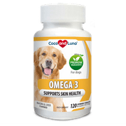 Coco and Luna Omega 3 for Dogs - Salmon Oil for Dogs - Itch Relief, Allergy Support, Skin and Coat - 120 Natural Chew-able Tablets
