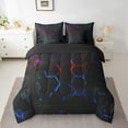 thumbnail image 5 of Erosebridal 3D Honeycomb Comforter Set Full 7 Pcs Black Red Blue Abstract Geometric Bed in a bag For Teen Stereoscopic Hexagon Beehive Bedding Set Geometry Hexagonal Bed Set, 5 of 5