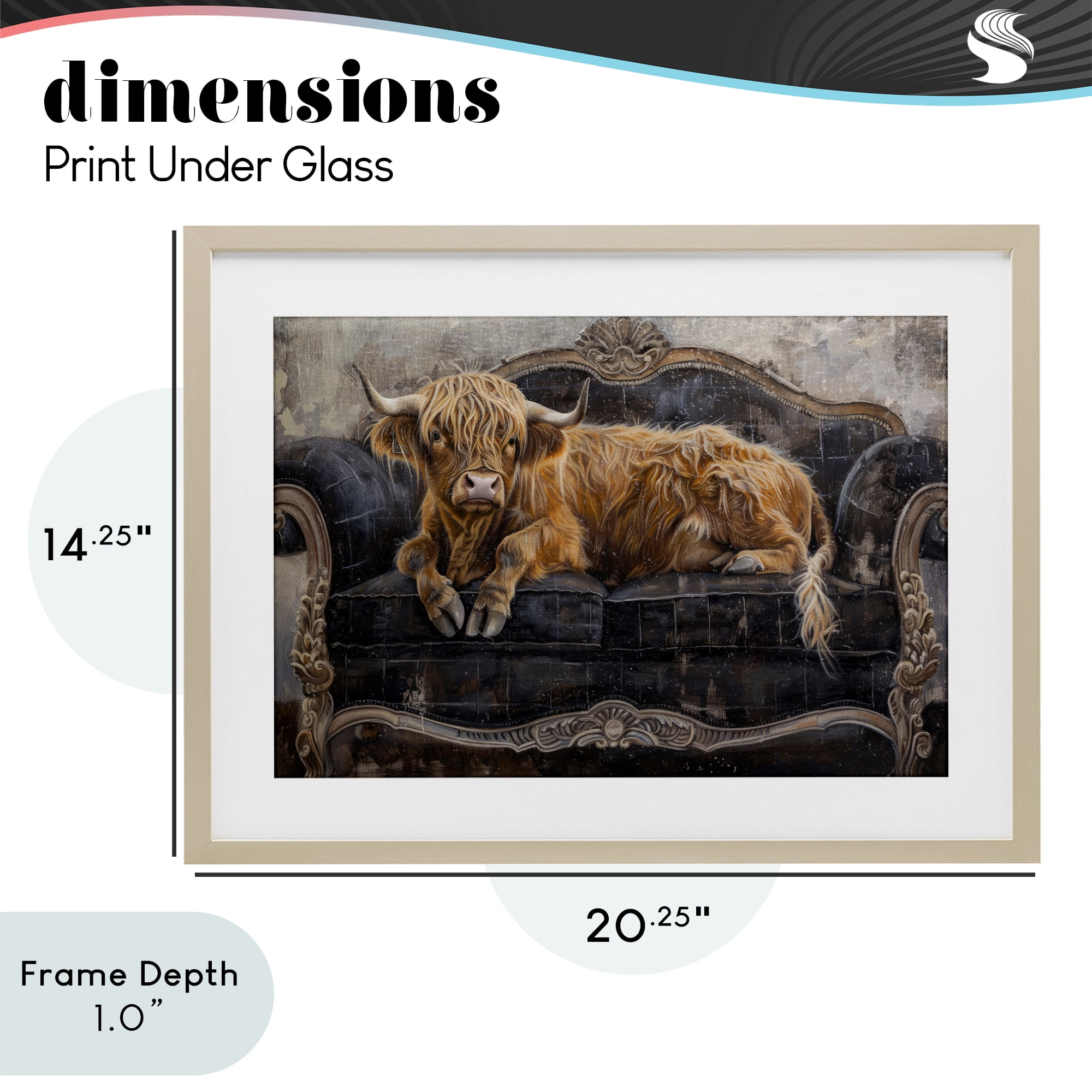 Stupell Industries Cozy Couch Highland Cow Birch Framed Print Under Glass, design by Tina LeCour