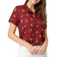 thumbnail image 5 of Unique Bargains Women's Cherry Printed Tie Bow Neck Short Sleeve Blouse Top, 5 of 7
