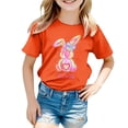 thumbnail image 3 of MUXiin Girls Easter Shirts Size 7/8 Cartoon Rabbit Short Sleeve T-Shirt Happy Easter Easter Day Preppy Tops Clothes for Children Easter Gifts for Kids(Orange,10-11 Years), 3 of 4