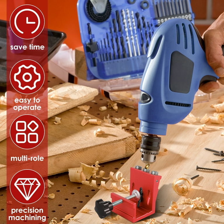 verlacod Pocket Hole Jig Kit Aluminum Alloy 3 Hole Pocket Screw