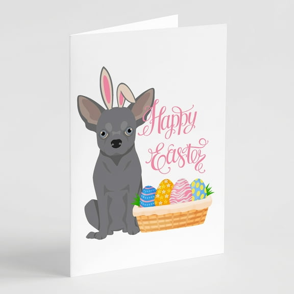 Blue Chihuahua Easter Greeting Cards and Envelopes Pack of 8 7 in x 5 in