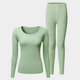 thumbnail image 2 of FEIJIBA Pajamas for Women Set Thermal Underwear Fleece Lined Long Base Layer Cold Winter Women's Sleepwear Green, 2 of 4