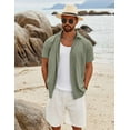 thumbnail image 4 of COOFANDY Sage Button Up Shirt Short Sleeve Cruise Beach Summer Party, 4 of 10