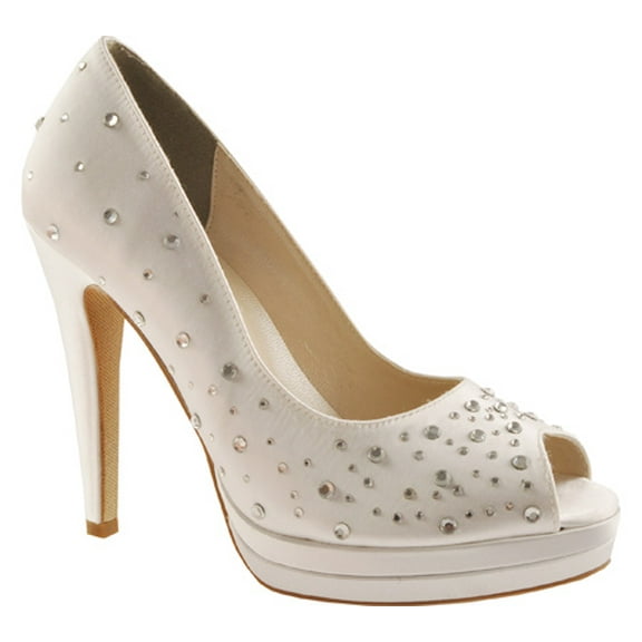 Benjamin Walk 843379093989 Touch Ups Womens Cyndi Open-Toe Pump, White - Medium 9