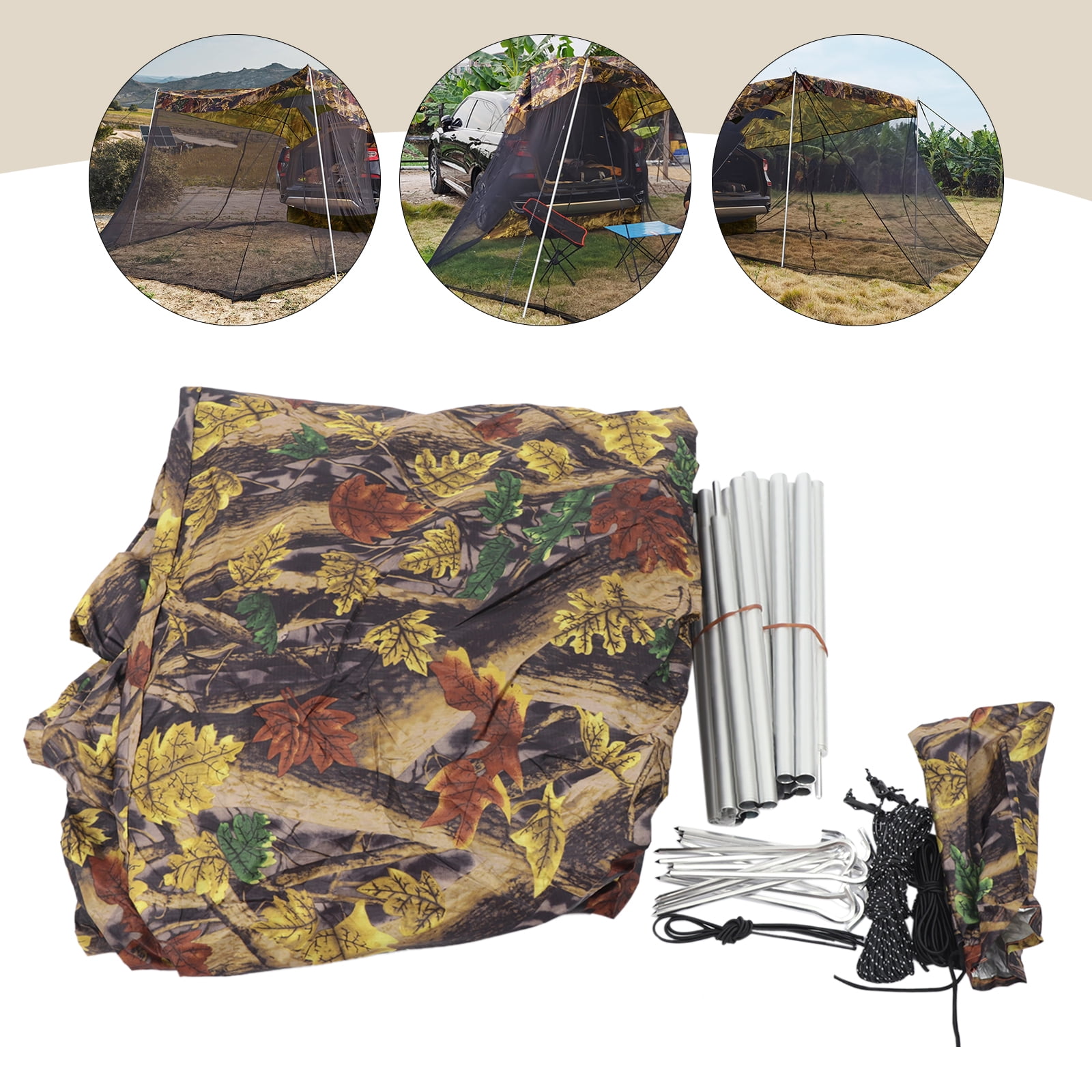 Miumaeov Car Awning Sun Shelter Camping Tent,Portable Waterproof Roof Top Tent Car Canopy for