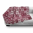 thumbnail image 2 of Love Soft Flannel Fleece Throw Blanket, Hearts for Valentine Checked Pattern Square Geometric Vintage, Cozy Plush for Indoor and Outdoor Use, 50" x 70", Dried Rose White, by Ambesonne, 2 of 5