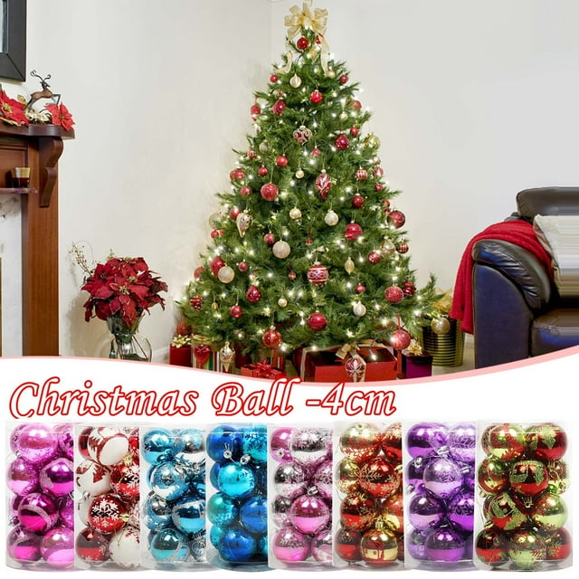 Bolas de Navidad 16 piezas 4cm, Ornamientos de Adornación para árbol de Navidad, Pendants para Fiesta de Año Nuevo, Decoración de Interior, Bolas de plástico para Eventos, para Salón, alta