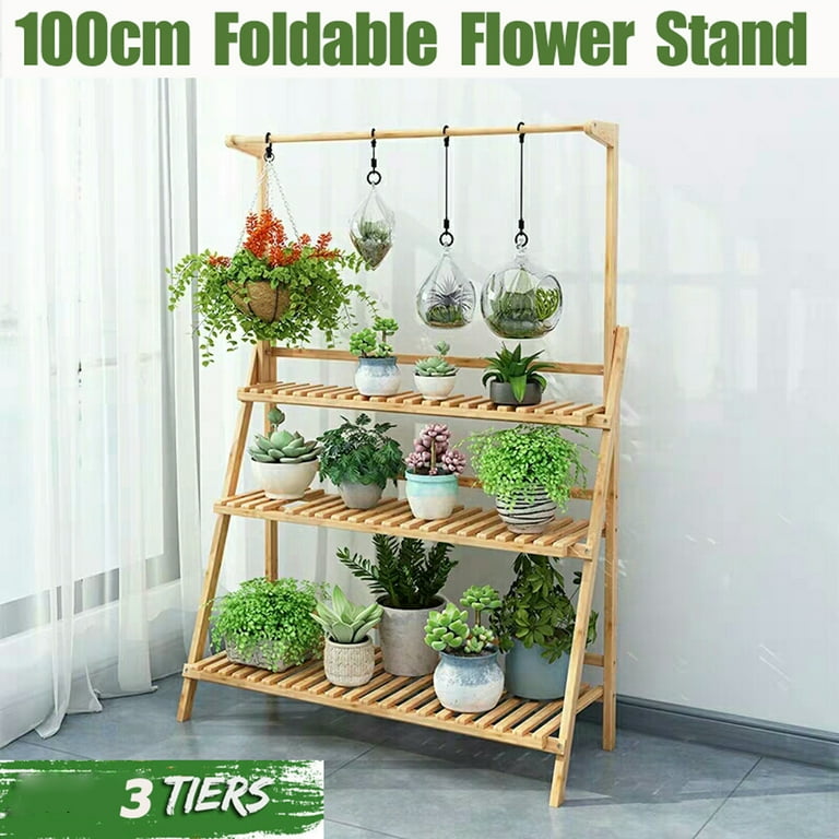 3 Tier Bamboo Hanging Plant Stand Foldable Planter Shelves Flower Pot Organizer Storage Rack Display Shelving Plants Shelf Holder for Patio Garden Balcony Indoor Outdoor 3 Tier Bamboo Hanging Plant Stand Foldable Planter Shelves Flower Pot Organizer Storage Rack Display Shelving Plants Shelf Holder for Patio Garden Balcony Indoor Outdoor