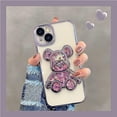 thumbnail image 3 of 6D Electroplated for iPhone 13 Case for Women Girls Luxury Liquid Quicksand Case with Camera Protector Glitter Sparkly Bear Slim Shockproof Rubber Protecive Case (Deep Purple), 3 of 10