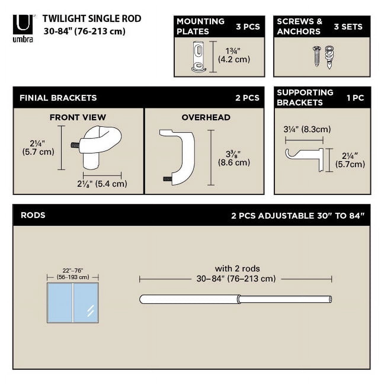 Umbra Twilight Expandable Blackout Curtain Rod 30-84"