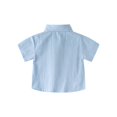 thumbnail image 5 of Boy's Summer Dress Shirt Classic Short Sleeve Button Down School Uniform Comfortable Breathable Casual T-Shirt with Chest Pocket, 110, 5 of 5