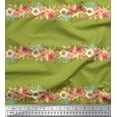 thumbnail image 1 of Soimoi Green Cotton Voile Fabric Leaves & Rose Floral Decor Fabric Printed Yard 56 Inch Wide, 1 of 3