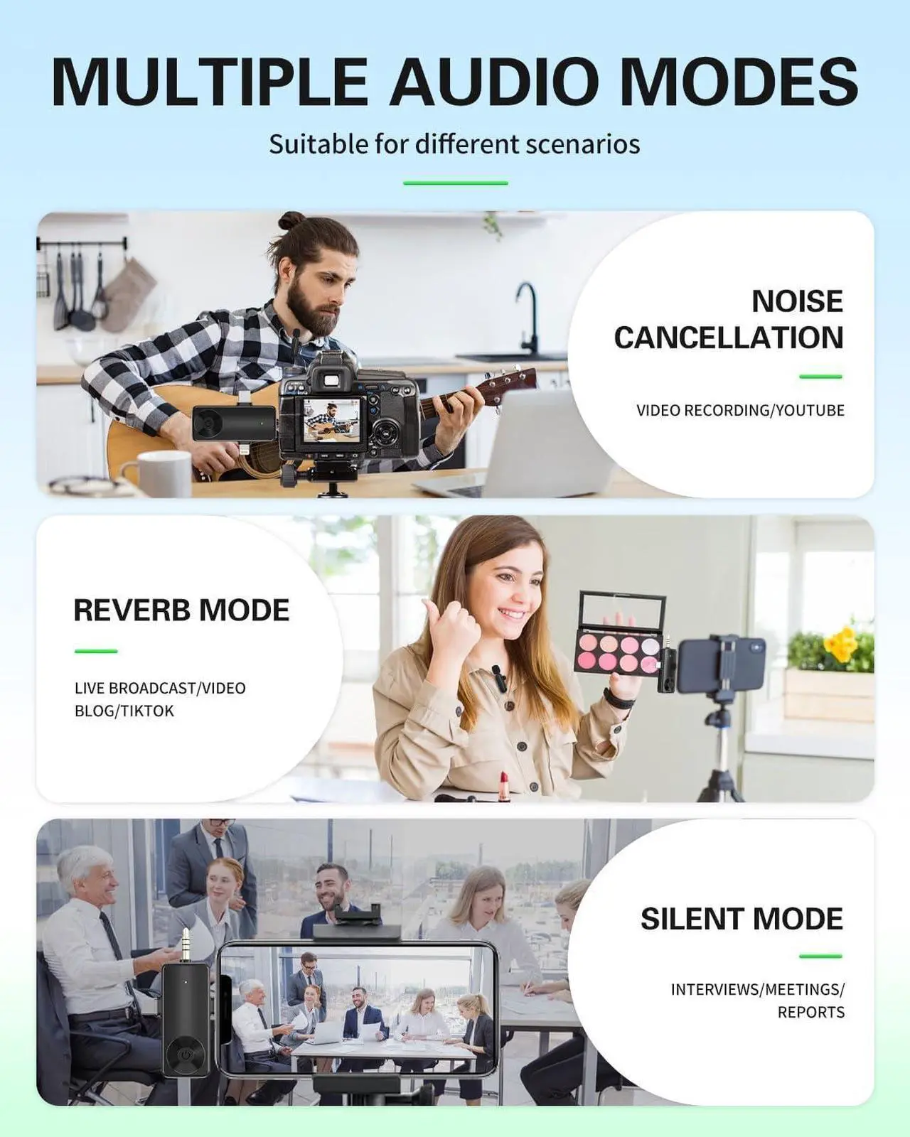 Wireless Lavailer Microphone for iPhone, Android, Camera, Professional Wireless Mini Microphone, 4 in 1 Condenser Lapel Mic for Interview Video Podcast Vlog YouTube ASMR TikTok