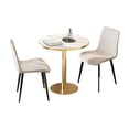 thumbnail image 3 of Noble House 31.5" Round Dining Table with Faux Marble Top, Luxury Tulip Table with Stainless Steel Legs, White & Gold, 3 of 10