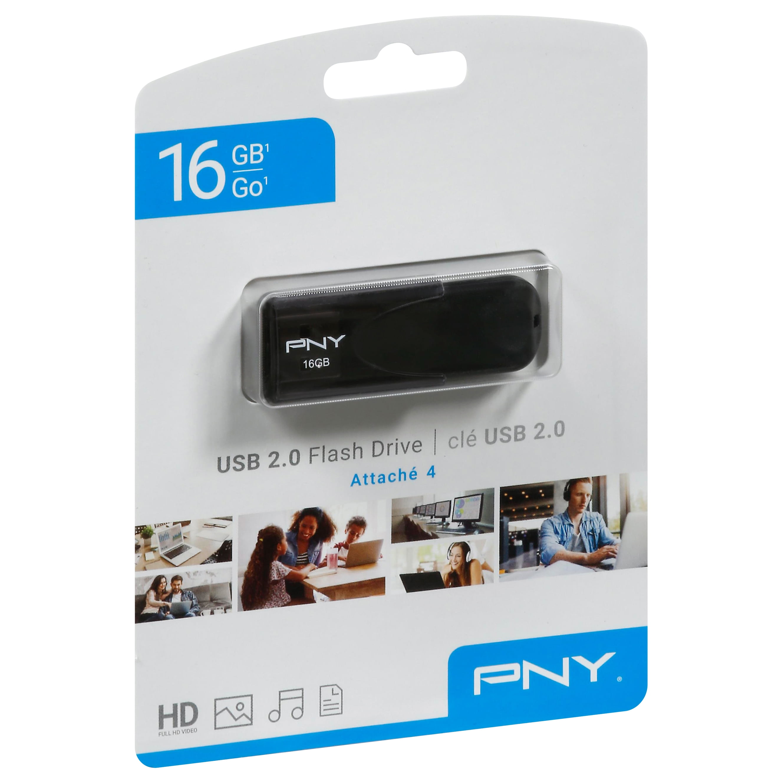 PNY Attach������ 4 - flash drive - 16 GB - USB 2.0 - black - Walmart.com